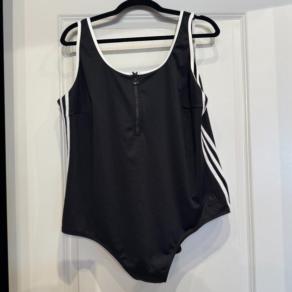Adidas Originals Adicolor Three-stripe Zip-front Swimsuit - 3X - Picture 2 of 6